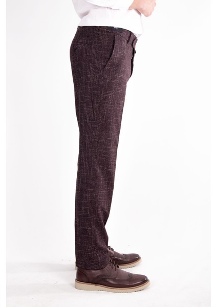 Bordo Efektli Slimfit Erkek Keten Pantolon fiyatları