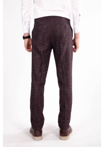 Bordo Efektli Slimfit Erkek Keten Pantolon indirimleri
