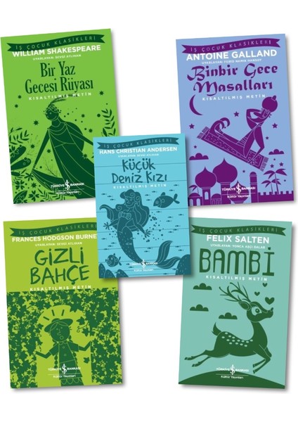 Bir Yaz Gecesi Rüyası - Binbir Gece Masalları - Gizli Bahçe - Bambi - Küçük Deniz Kızı - 5 Kitap