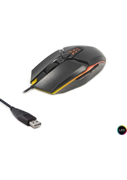 8733D-6D 1200DPI Işıklı Kablolu Oyuncu Mouse