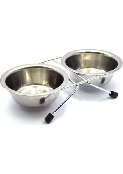 Çelik Ikili Mama Kabı Ayaklı 17 cm