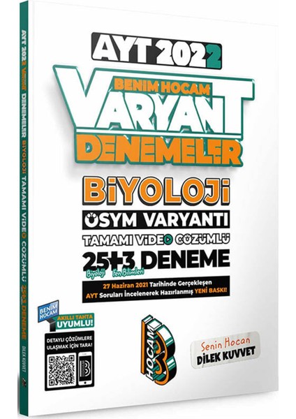 2022 AYT Biyoloji Tamamı Video Çözümlü 25 + 3 Deneme Sınavı