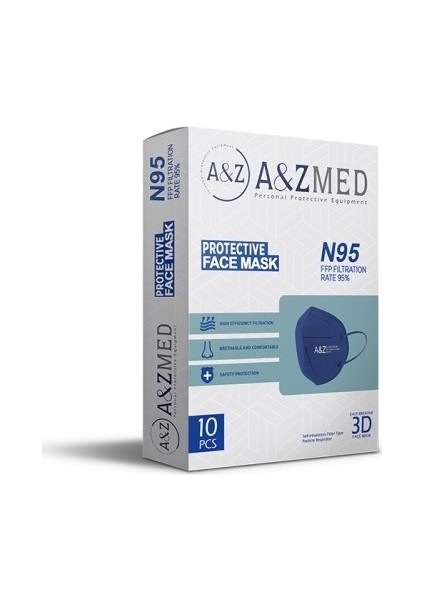 A&Z Med N.95 Ffp2 Lacivert Steril Tekli Paket Kutu Içi 10 Adet