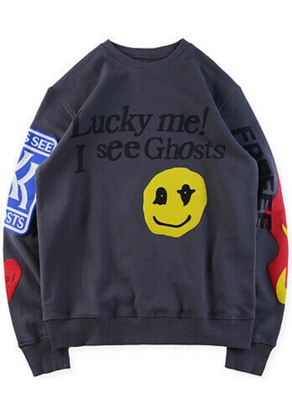 Mad Girls Antrasit Baskılı Oversize Sweatshirt MG1207