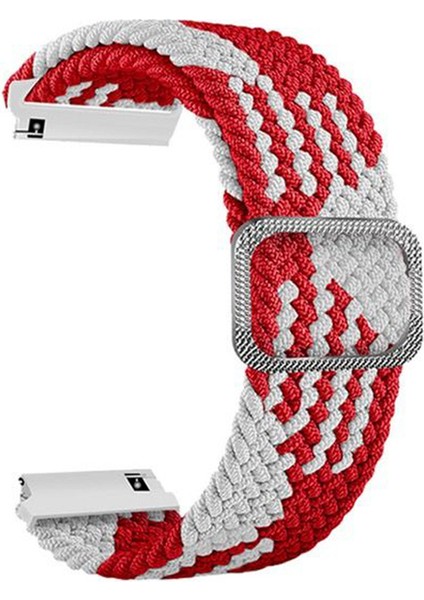 Samsung Gear S3 22MM Kordon Örgülü Kumaş Ayarlanabilir Krd 01 Kırmızı