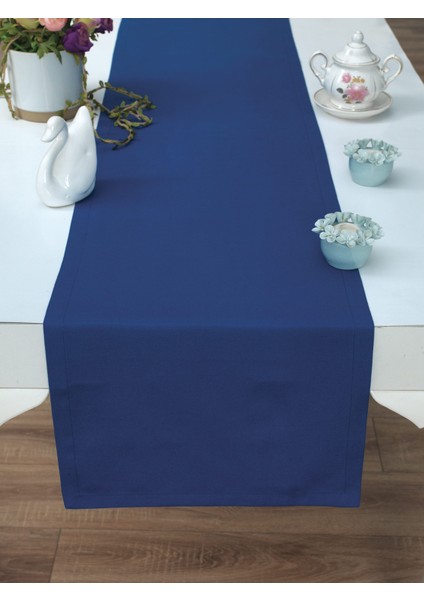 Amerikan Servis Pamuklu Mavi Renkli Masa Sunum Runner Tropikhome 40X170