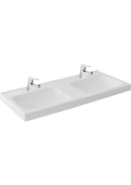 Qube Çift Hazneli Lüx Lavabo - Beyaz 45*100 cm