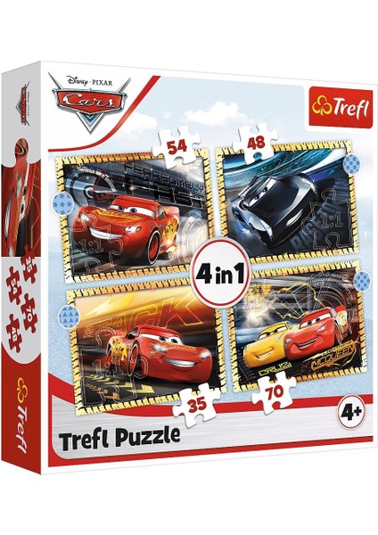 Trefl Puzzle Ready, Steady, Go! / Dısney Cars 3 4 In 1 Çocuk Puzzle (35+48+54+70 Parça)