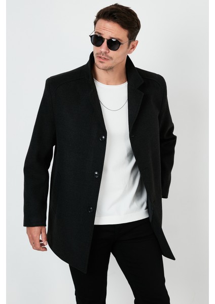 Çıkarılabilir Kapüşonlu Kırçıllı Slim Fit Kaşe Kaban Erkek KABAN 5841013 modelleri