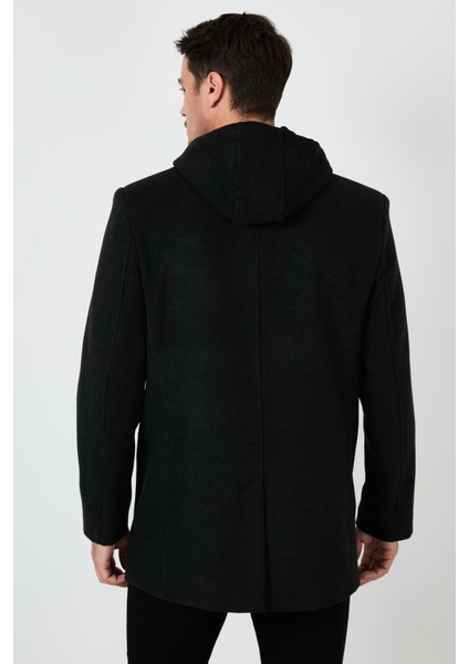 Çıkarılabilir Kapüşonlu Kırçıllı Slim Fit Kaşe Kaban Erkek KABAN 5841013 indirimleri