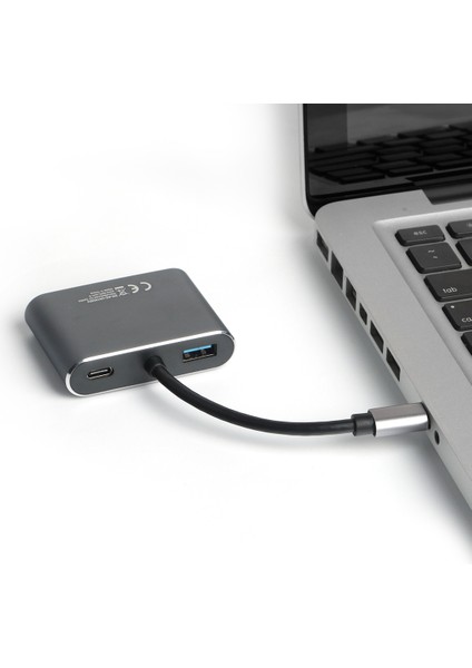 USB 3.1 Type-C' to 4K Ultra HD 1080p Hdmi/VGA/Pd Şarj/Usb 3.0 4in1 Çevirici Hub Adaptör (DK-AC-U31XHDV)