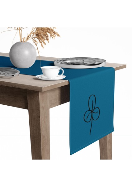 Dijital Baskılı Yonca Desen Renkli Baskılı Masa ve Sunum Runner 40X145 Tropikhome