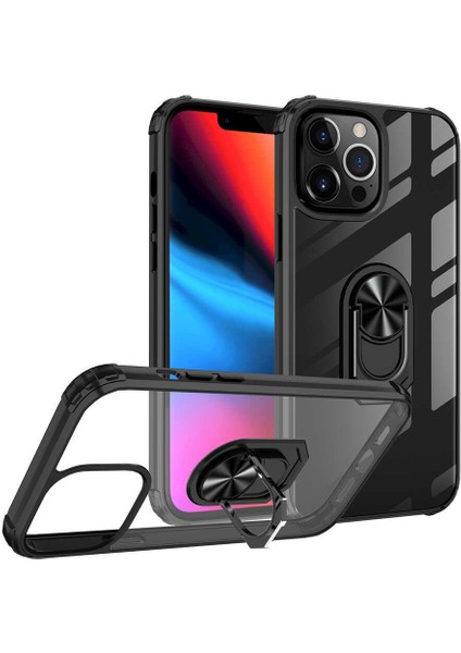 Apple iPhone 13 Mini Kılıf Darbe Emici Yüzüklü Mıknatıslı Stand Olabilen Kapak - Kırmızı fiyatları