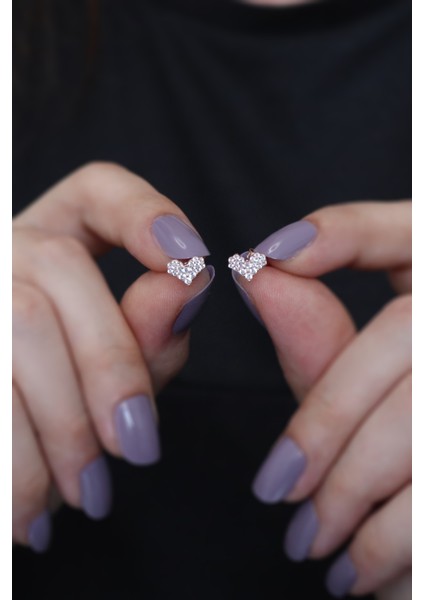 Kadın Kalp Tasarım Zirkon Taşlı 925 Ayar Gümüş Küpe fiyatları