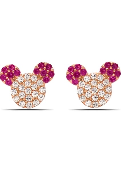 Kız Çocuk Mickey Mause 925 Ayar Gümüş Küpe