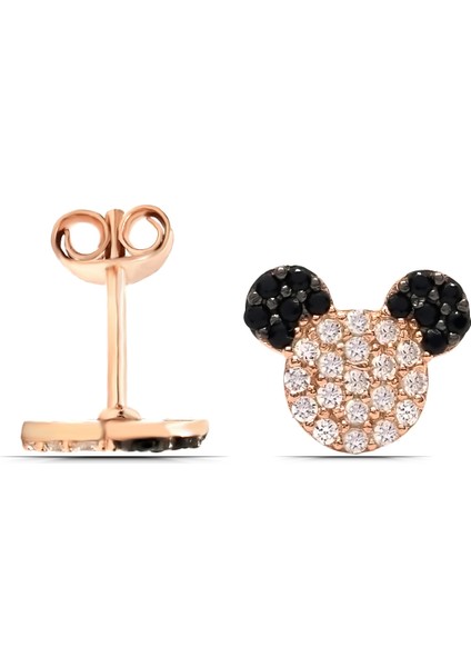 Kız Çocuk Mickey Mause 925 Ayar Gümüş Küpe