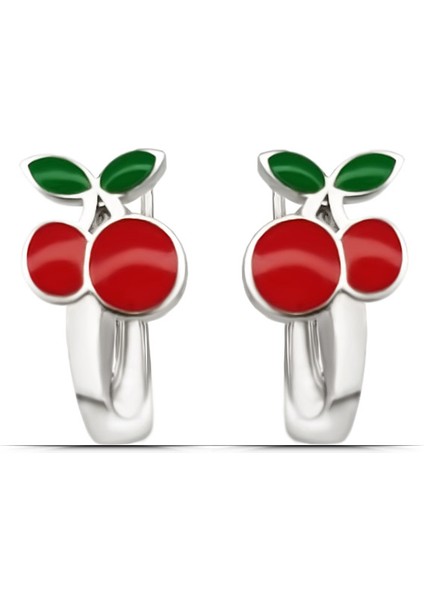 Kız Çocuk Kiraz Tasarım 925 Ayar J Küpe fiyatları