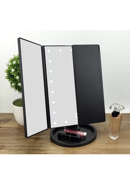 İhome 22 Işık Üç Taraflı Katlanır USB Makyaj Aynası (Yurt Dışından)