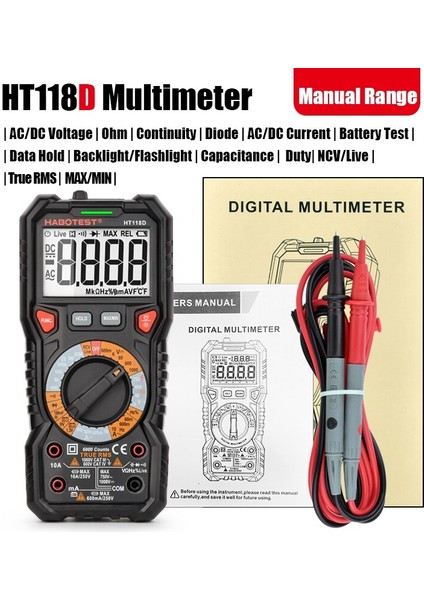 HT118D Profesyonel Dijital Multimetre Otomotiv Test Cihazı 1000V 10A Ac Dc Voltmetre Kondansatör Transistör Test Cihazı fırsatları