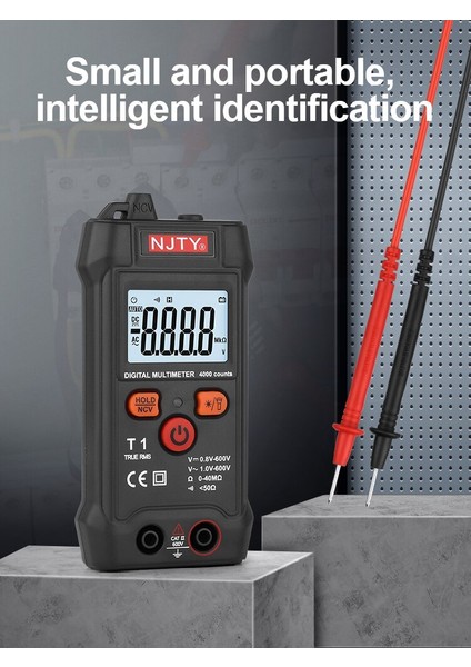 Akıllı Multimetre Dijital 600V Ac Dc Mini Voltaj Ölçer T1 El Tipi True Rms Ohm Süreklilik Test Cihazı 4000 Sayım Multimetro(Yurt Dışından)