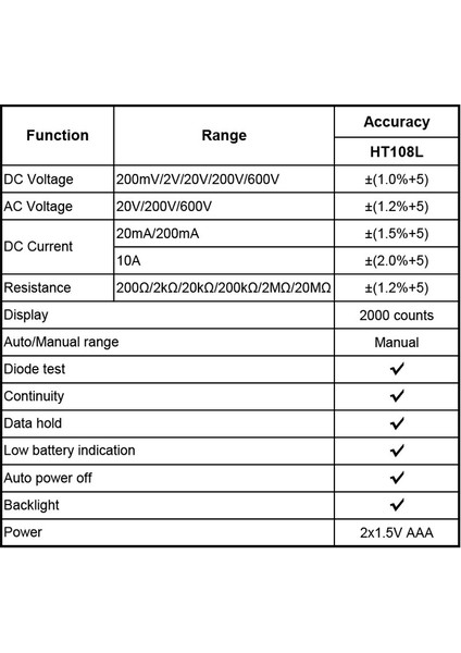 Multimetreler Dijital Profesyonel Voltmetre Akım Test Cihazı Arkadan Aydınlatmalı Elektrikli Enstrümantasyon Elektrik Voltaj Test Cihazı(Yurt Dışından)