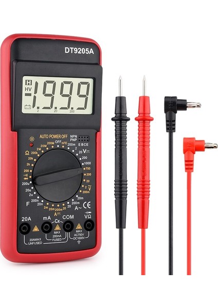 DT9205A Dmm Profesyonel Multimetre Dijital Hfe Ac Dc Gerilim Akım 1000V 20A Kapasitans Direnci Süreklilik Diyot Test Cihazı