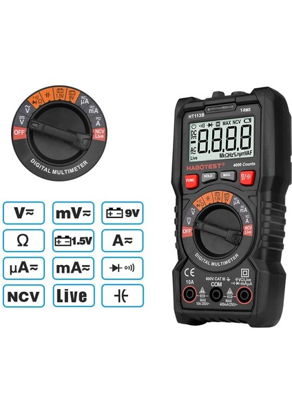 HT113B Transistör Test Cihazı Multimetre Dijital Profesyonel Otomotiv Multimetre Habotest Mini Taşınabilir True Rms Voltaj Ölçer modelleri