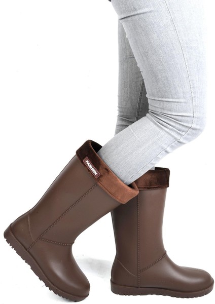 00623 Zn Kahve Termal Kürklü Kışlık Kadın Çizme Bot