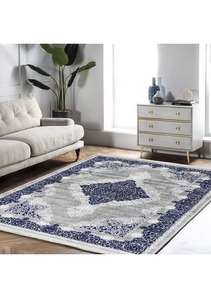 Bazaarforum Dekoratif Saçaklı Mermer Desen Yeni Model Pvc Deri Kaymaz Taban Dijital Baskı Halı 80X140CM CK-521