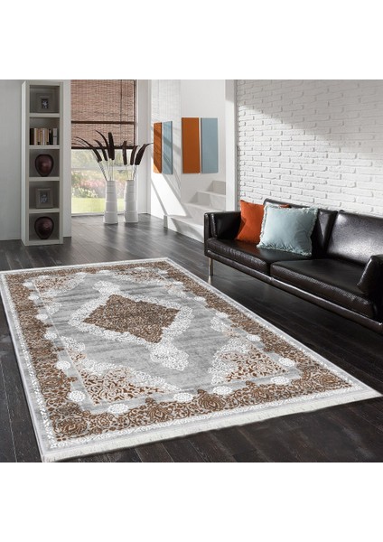 Bazaarforum Dekoratif Saçaklı Mermer Desen Yeni Model Pvc Deri Kaymaz Taban Dijital Baskı Halı 100X300CM CK-522