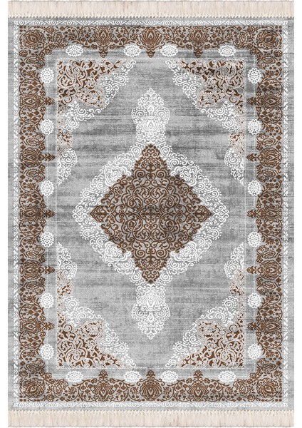 Bazaarforum Dekoratif Saçaklı Mermer Desen Yeni Model Pvc Deri Kaymaz Taban Dijital Baskı Halı 100X300CM CK-522