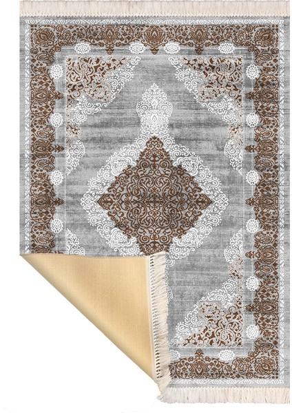Bazaarforum Dekoratif Saçaklı Mermer Desen Yeni Model Pvc Deri Kaymaz Taban Dijital Baskı Halı 100X300CM CK-522