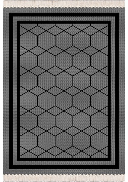 Bazaarforum Dekoratif Saçaklı Mermer Desen Yeni Model Pvc Deri Kaymaz Taban Dijital Baskı Halı 180X280CM CK-533