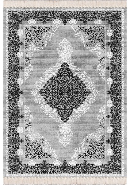 Bazaarforum Dekoratif Saçaklı Mermer Desen Yeni Model Pvc Deri Kaymaz Taban Dijital Baskı Halı 100X300CM CK-523