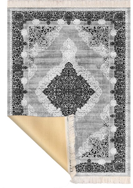 Bazaarforum Dekoratif Saçaklı Mermer Desen Yeni Model Pvc Deri Kaymaz Taban Dijital Baskı Halı 100X300CM CK-523