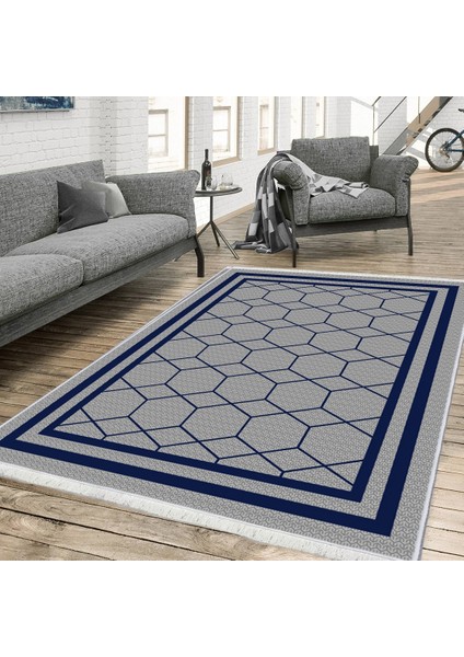 Bazaarforum Dekoratif Saçaklı Mermer Desen Yeni Model Pvc Deri Kaymaz Taban Dijital Baskı Halı 160X230CM CK-536