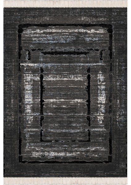 Bazaarforum Dekoratif Saçaklı Mermer Desen Yeni Model Pvc Deri Kaymaz Taban Dijital Baskı Halı 80X300 cm CK-694