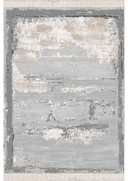 Bazaarforum Dekoratif Saçaklı Mermer Desen Yeni Model Pvc Deri Kaymaz Taban Dijital Baskı Halı 100X140 cm CK-546