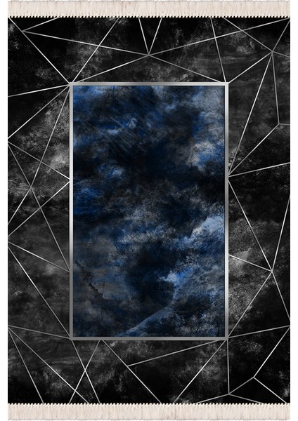 Bazaarforum Dekoratif Saçaklı Mermer Desen Yeni Model Pvc Deri Kaymaz Taban Dijital Baskı Halı 180X280CM CK-547