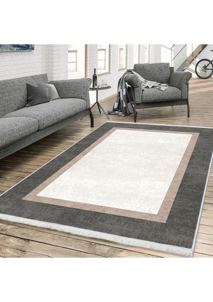 Bazaarforum Dekoratif Saçaklı Mermer Desen Yeni Model Pvc Deri Kaymaz Taban Dijital Baskı Halı 80X140CM CK-550