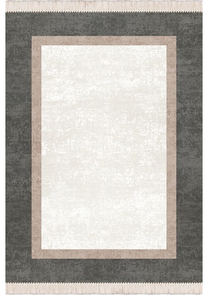 Bazaarforum Dekoratif Saçaklı Mermer Desen Yeni Model Pvc Deri Kaymaz Taban Dijital Baskı Halı 80X140CM CK-550