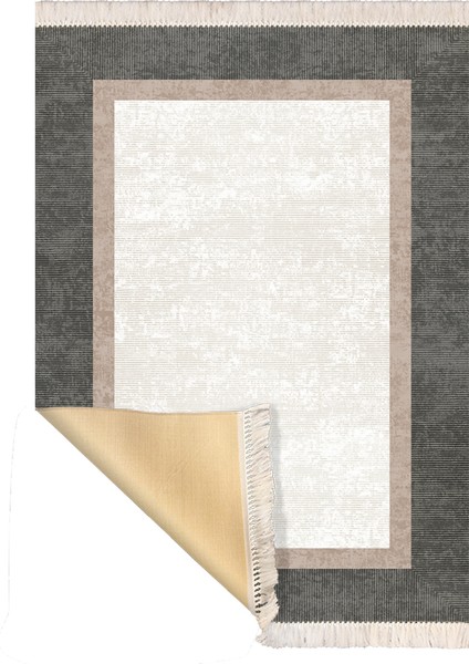 Bazaarforum Dekoratif Saçaklı Mermer Desen Yeni Model Pvc Deri Kaymaz Taban Dijital Baskı Halı 80X140CM CK-550