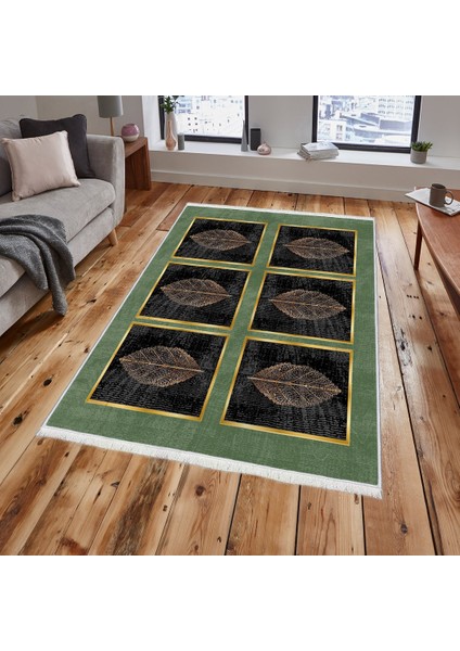 Bazaarforum Dekoratif Saçaklı Mermer Desen Yeni Model Pvc Deri Kaymaz Taban Dijital Baskı Halı 80X200CM CK-564