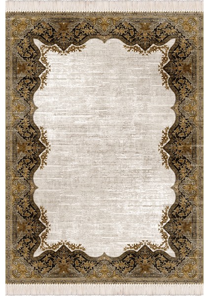 Bazaarforum Dekoratif Saçaklı Mermer Desen Yeni Model Pvc Deri Kaymaz Taban Dijital Baskı Halı 80X140CM CK-569