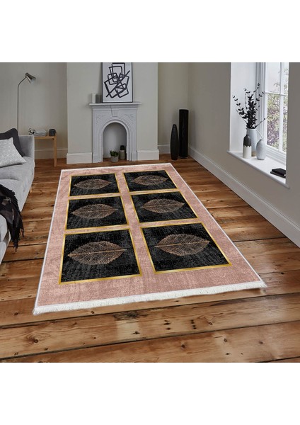 Bazaarforum Dekoratif Saçaklı Mermer Desen Yeni Model Pvc Deri Kaymaz Taban Dijital Baskı Halı 80X200CM CK-568