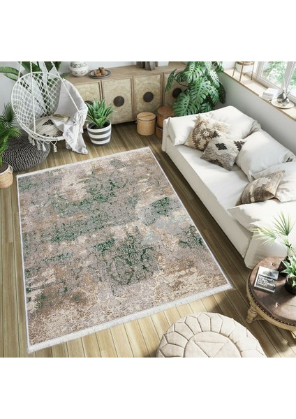 Bazaarforum Dekoratif Saçaklı Mermer Desen Yeni Model Pvc Deri Kaymaz Taban Dijital Baskı Halı 80X200CM CK-628