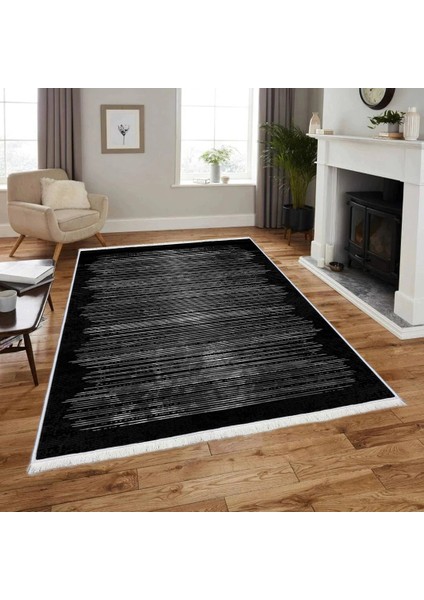 Bazaarforum Dekoratif Saçaklı Mermer Desen Yeni Model Pvc Deri Kaymaz Taban Dijital Baskı Halı 160X230CM CK-630