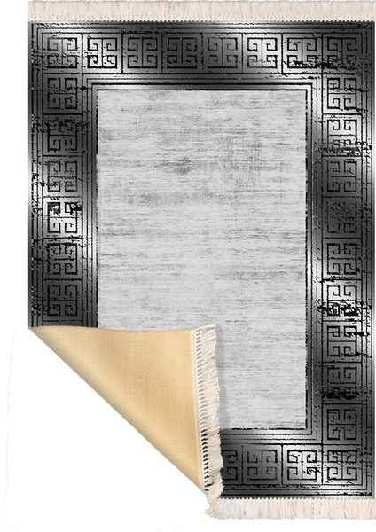 Bazaarforum Dekoratif Saçaklı Mermer Desen Yeni Model Pvc Deri Kaymaz Taban Dijital Baskı Halı 80X200CM CK-638 modelleri