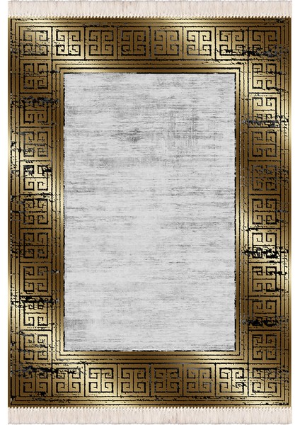 Bazaarforum Dekoratif Saçaklı Mermer Desen Yeni Model Pvc Deri Kaymaz Taban Dijital Baskı Halı 180X280CM CK-637