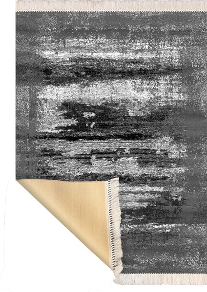 Bazaarforum Dekoratif Saçaklı Mermer Desen Yeni Model Pvc Deri Kaymaz Taban Dijital Baskı Halı 80X300 cm CK-643
